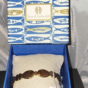 House of Harlow 1960 Gold Fish-Scale Bracelet - Hinged Ta